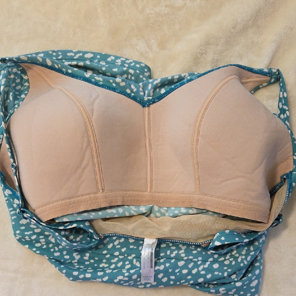 Cacique Teal & Cream Ruffled Tankini & High Wiasted Swim Suit - Picture 10 of 10